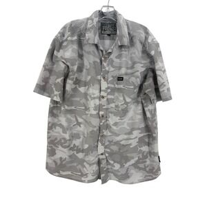 Pelagic Fishing Co Mens Camo Button Up Short Sleeve Shirt XL Gray Fishing